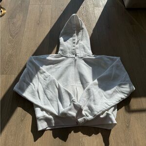 TNA Cozy Fleece Cropped Zip Up Sweatshirt - White